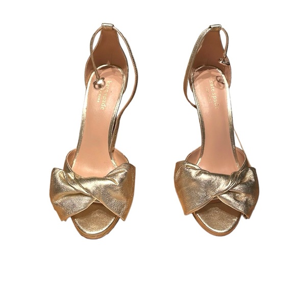 Kate Spade Gold Bridal Bow Heels size 6.5 - Picture 3 of 4